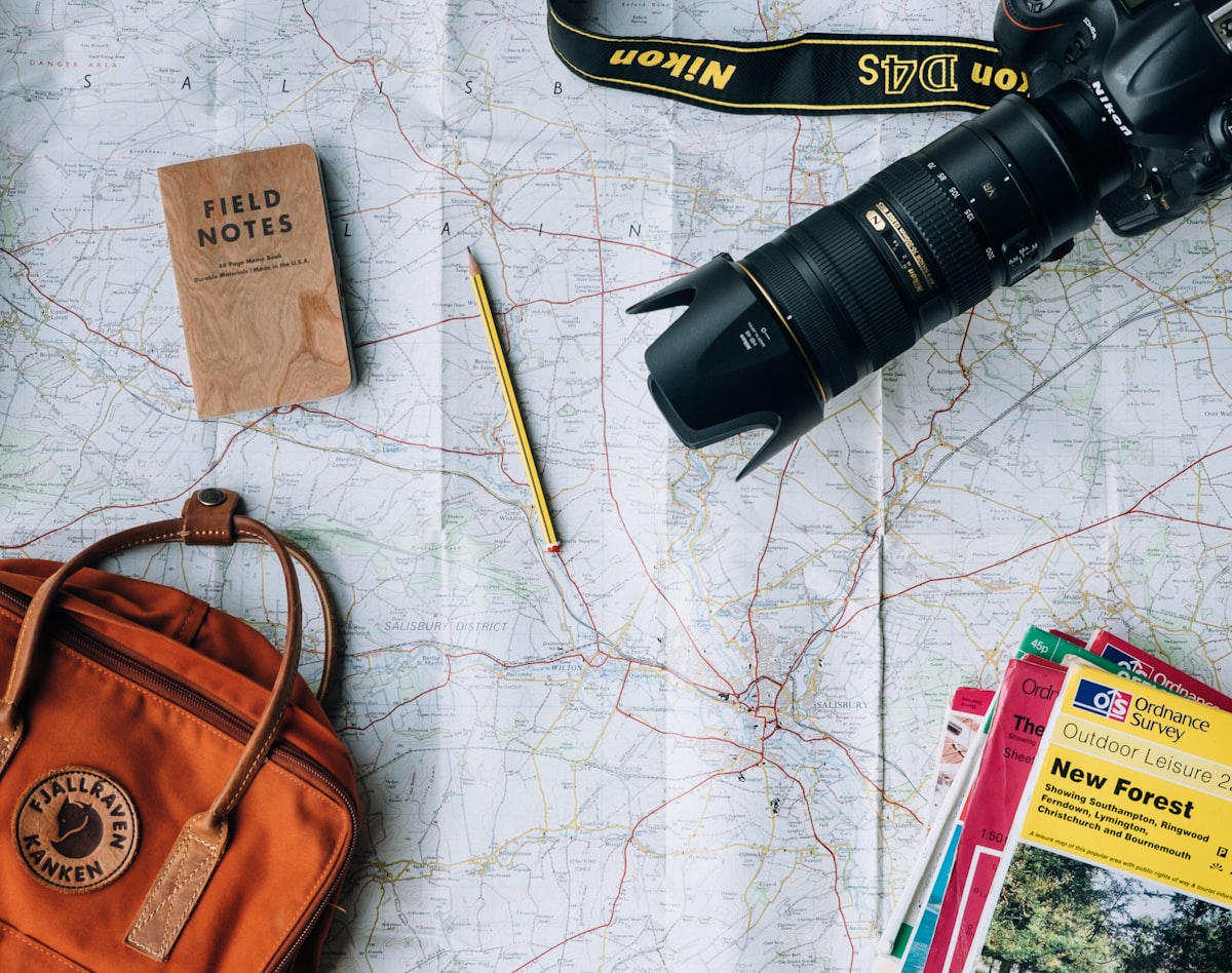Travel suitcase and passport